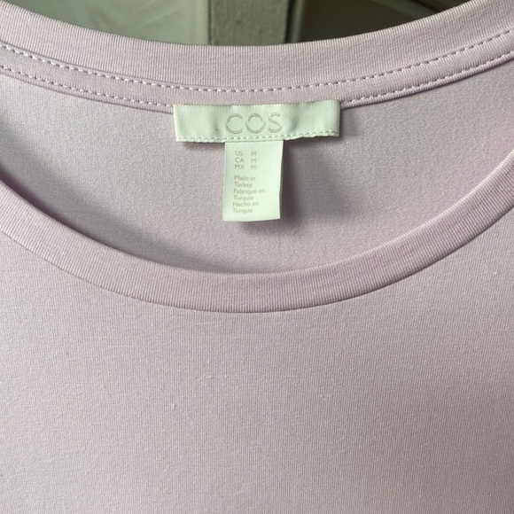 COS Contrast Hem Tent T-shirt Dress Pink Navy A-line Pockets Size Medium - Picture 2 of 11